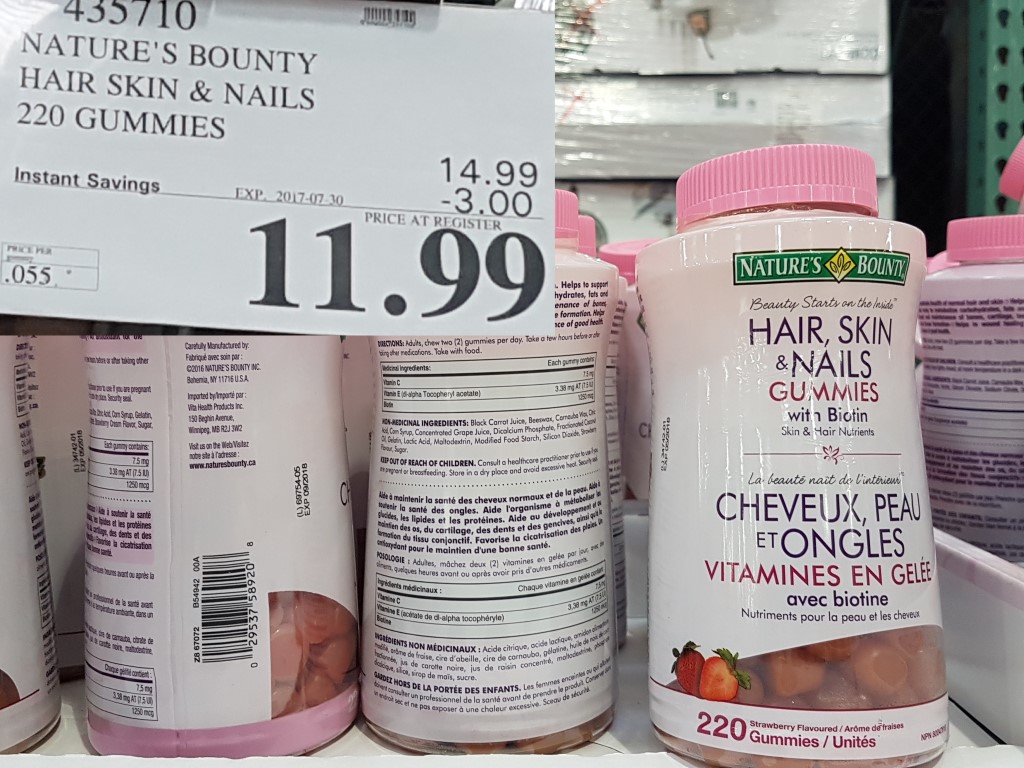 435710 NATURE S BOUNTY HAIR SKIN NAILS 220 GUMMIES 3 00 INSTANT SAVINGS  EXPIRES ON 2017 07 30 11 99 - Costco East Fan Blog