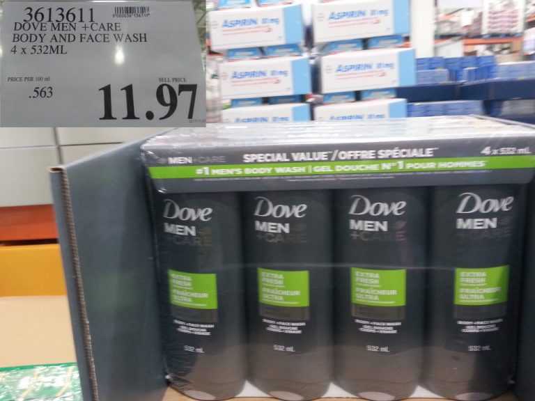 3613611 DOVE MEN CARE BODY AND FACE WASH 4 x 532ML 11 97 Costco East