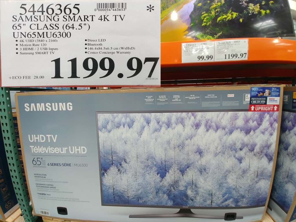 5446365 SAMSUNG SMART 4K TV 65 CLASS 64 5 UN65MU6300 1199 97 Costco