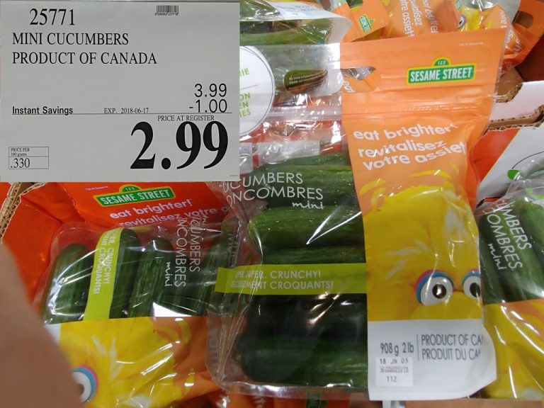 25771 MINI CUCUMBERS PRODUCT OF CANADA 1 00 INSTANT SAVINGS EXPIRES ON 2018 06 17 2 99 Costco