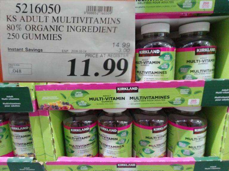 5216050 KS ADULT MULTIVITAMINS 80 ORGANIC INGREDIENT 250 GUMMIES 3 00