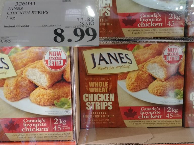 326031 JANES CHICKEN STRIPS 2 kg 3 00 INSTANT SAVINGS EXPIRES ON 2018 11 11 8 99 Costco East