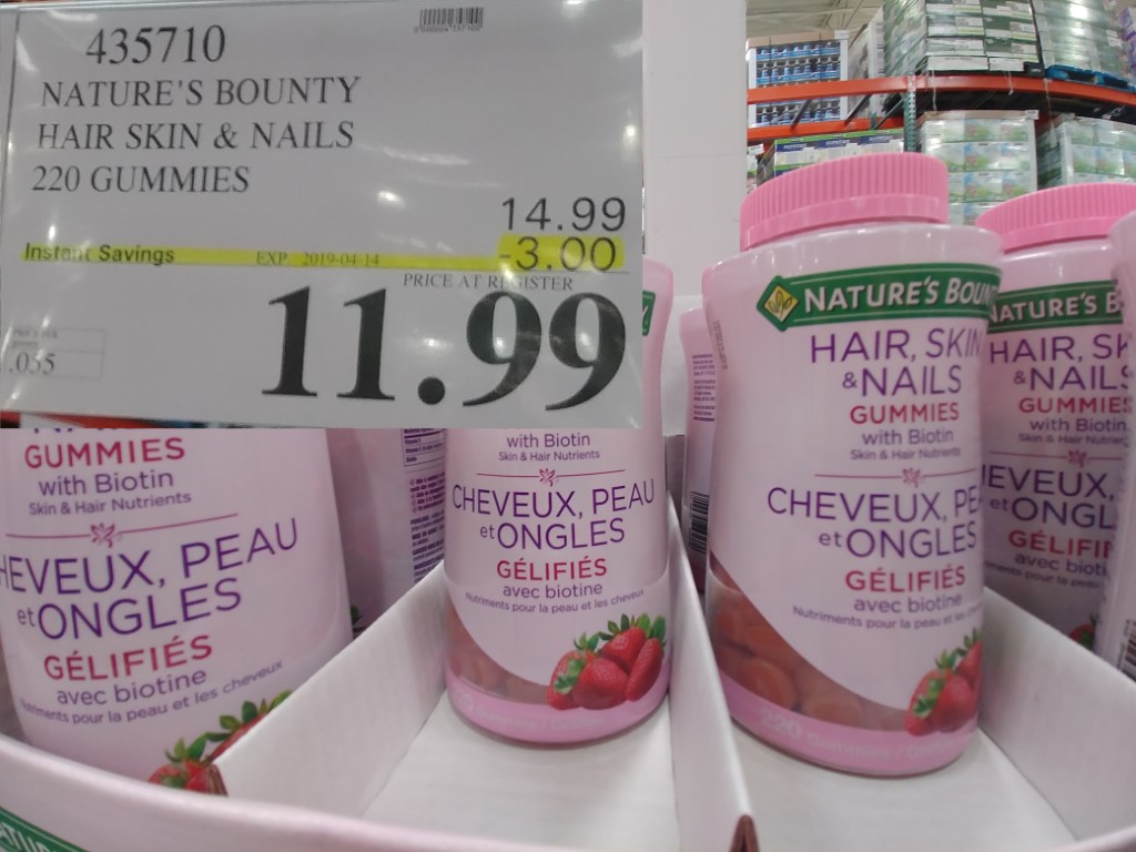 435710 NATURE S BOUNTY HAIR SKIN NAILS 220 GUMMIES 3 00 INSTANT SAVINGS  EXPIRES ON 2019 04 14 11 99 - Costco East Fan Blog