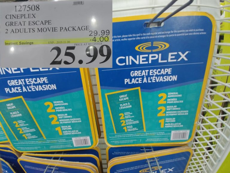 127508 CINEPLEX GREAT ESCAPE 2 ADULTS MOVIE PACKAGE 4 00 INSTANT