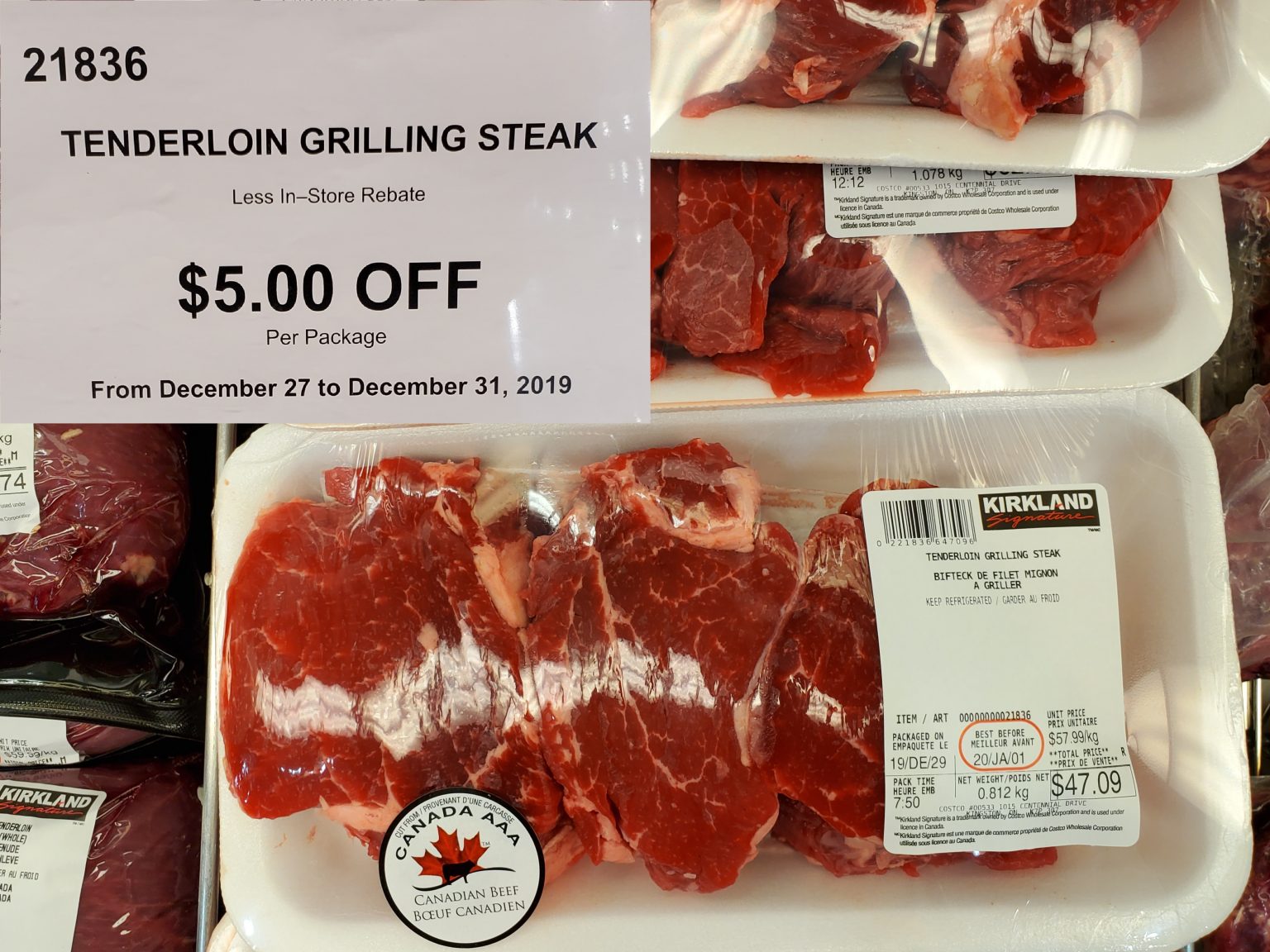 21836 TENDERLOIN GRILLING STEAK 5 00 INSTANT SAVINGS EXPIRES ON 2019 12