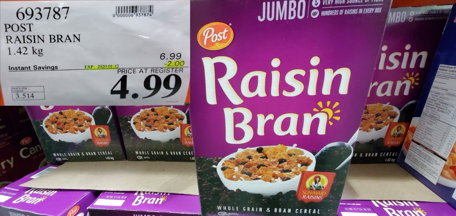 693787 POST RAISIN BRAN 1 42 kg 2 00 INSTANT SAVINGS EXPIRES ON 2020 01