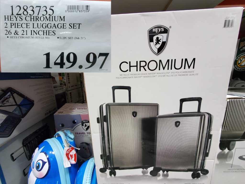 1283735 HEYS CHROMIUM 2 PIECE LUGGAGE SET 26 21 INCHES 149 97 Costco