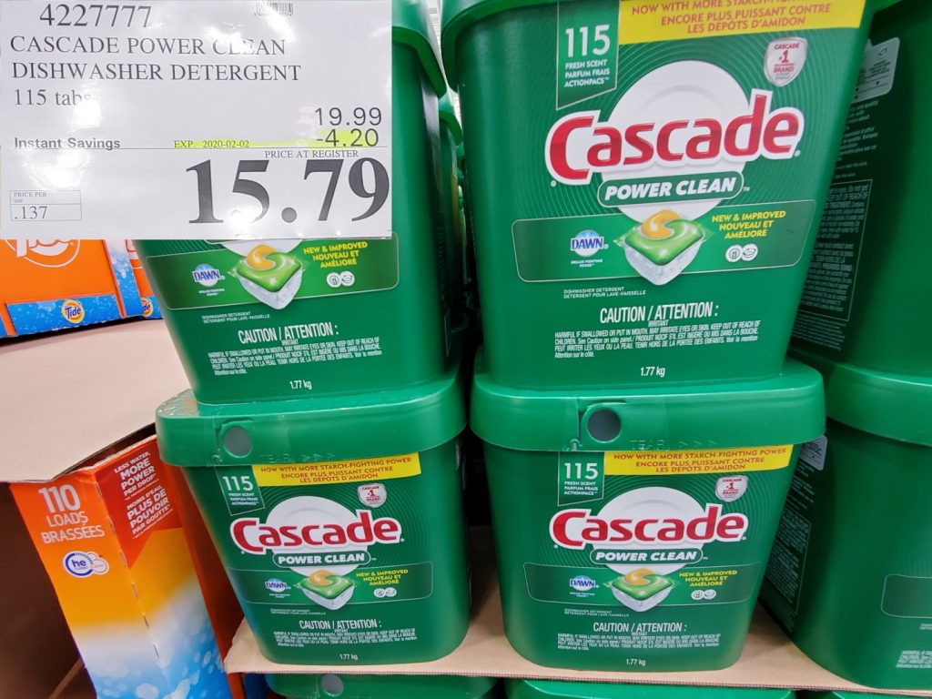 4227777 CASCADE POWER CLEAN DISHWASHER DETERGENT 115 tabs 4 20 INSTANT