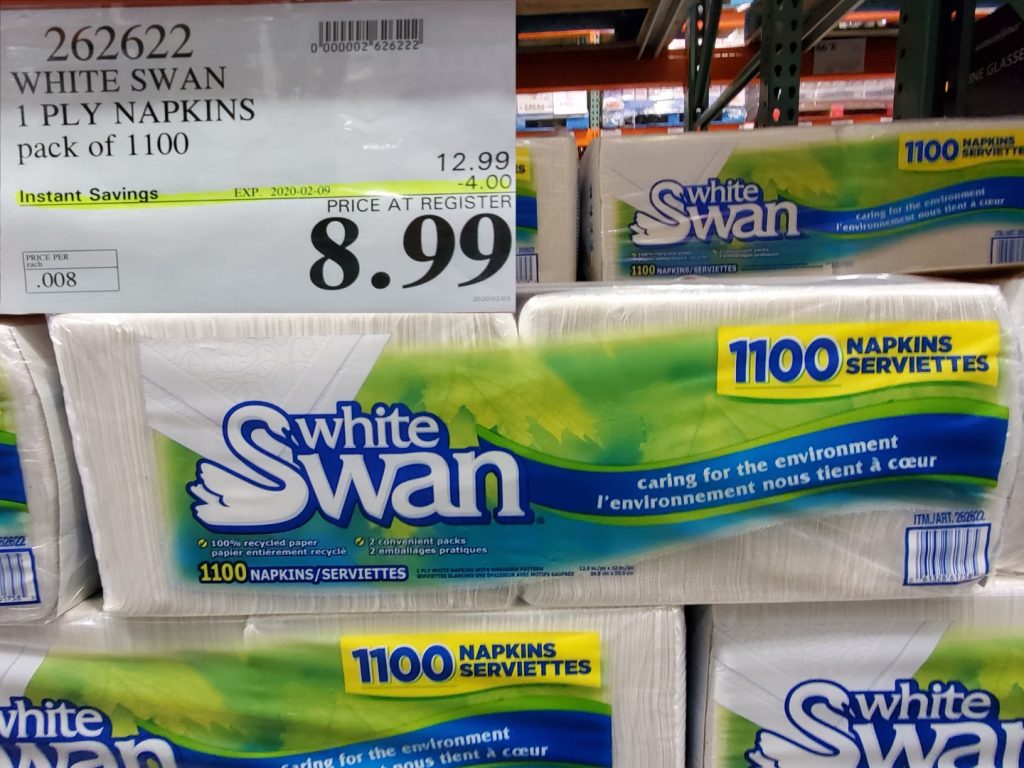 262622 WHITE SWAN 1 PLY NAPKINS PACK OF 1100 4 00 INSTANT SAVINGS