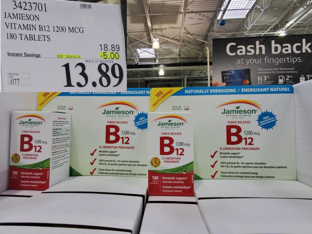 3423701 JAMIESON VITAMIN B12 1200 MCG 180 TABLETS 5 00 INSTANT SAVINGS