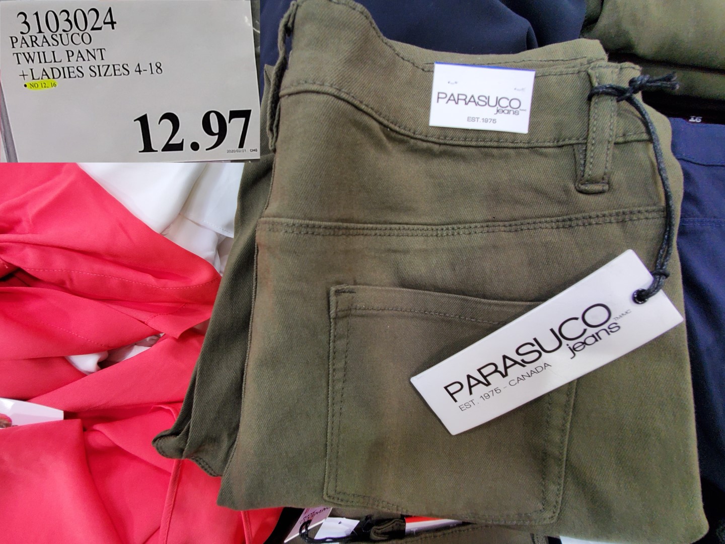 3103024 PARASUCO TWILL PANT LADIES SIZES 4 18 12 97 - Costco East Fan Blog