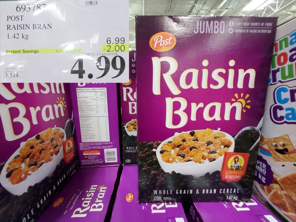 693787 POST RAISIN BRAN 1 42 kg 2 00 INSTANT SAVINGS EXPIRES ON 2020 03