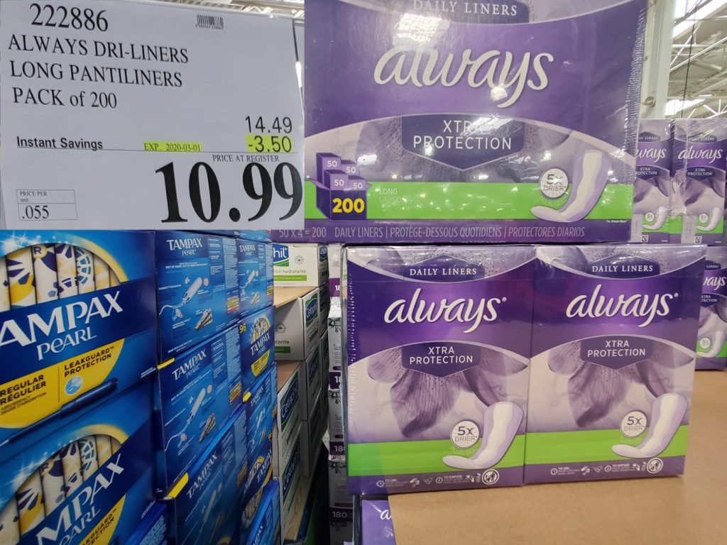 222886 ALWAYS DRI LINERS LONG PANTILINERS PACK OF 200 3 50 INSTANT