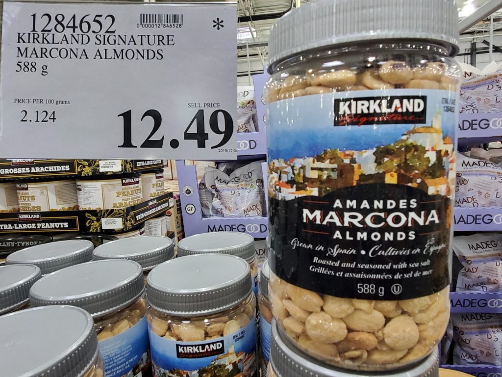 1284652 KIRKLAND SIGNATURE MARCONA ALMONDS 588 G 12 49 Costco East