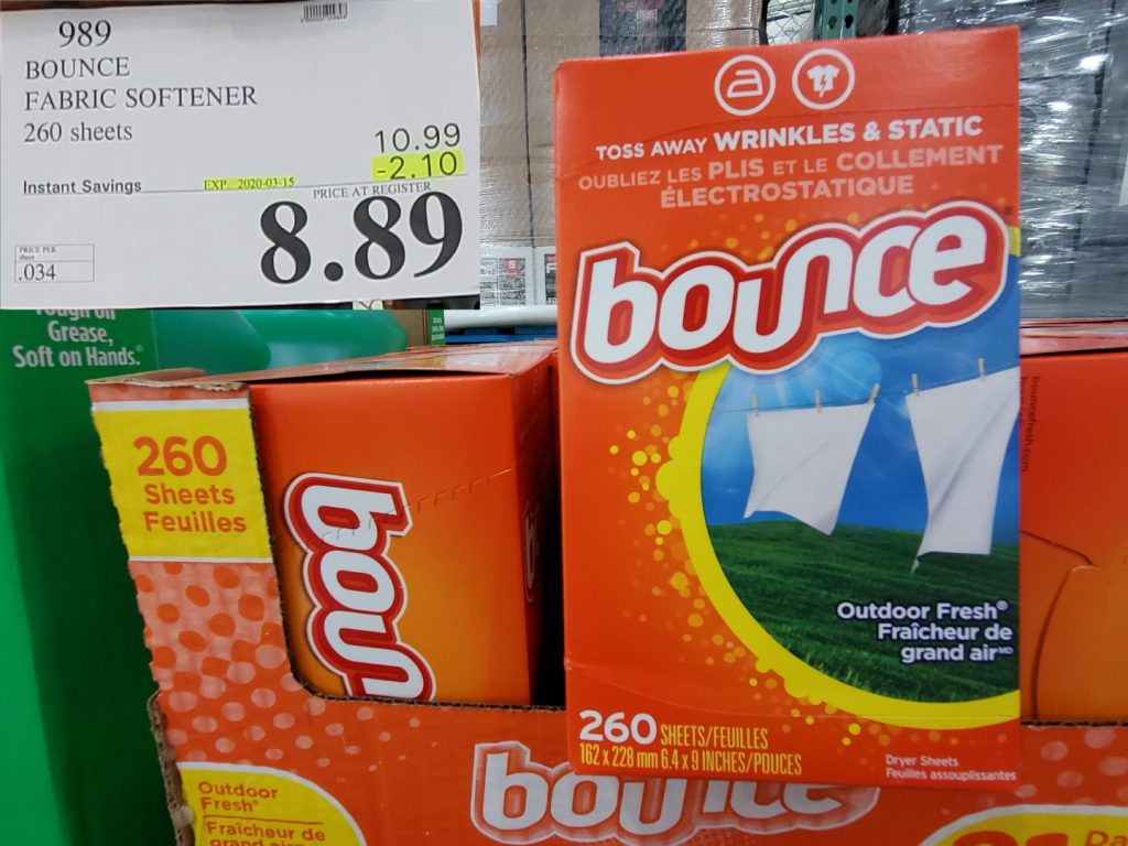 989 BOUNCE FABRIC SOFTENER 260 SHEETS 2 10 INSTANT SAVINGS EXPIRES ON