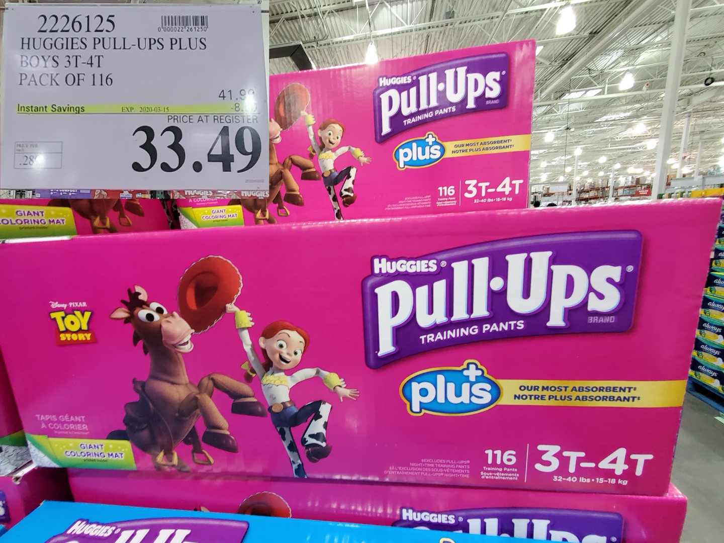 2226125 HUGGIES PULL UPS PLUS BOYS 3T 4T PACK OF 116 10 00 INSTANT SAVINGS  EXPIRES ON 2022 09 25 37 99 - Costco East Fan Blog