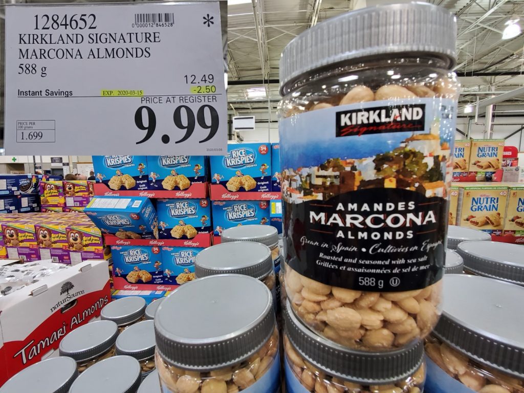 1284652 KIRKLAND SIGNATURE MARCONA ALMONDS 588 G 2 50 INSTANT SAVINGS