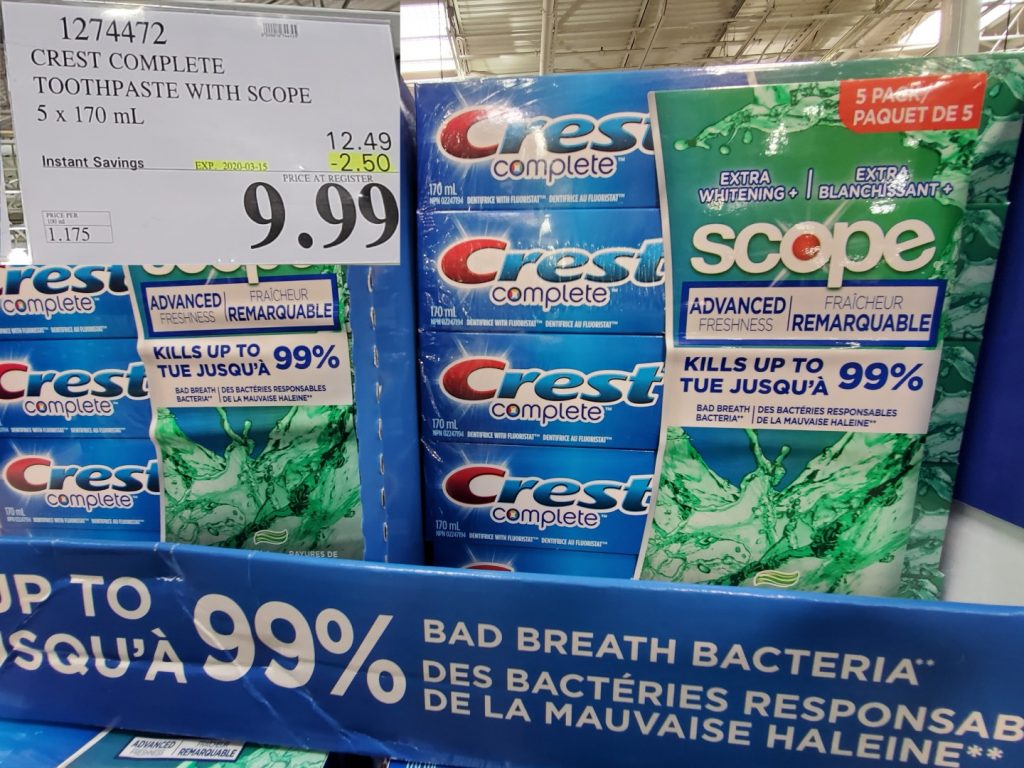 1274472 CREST COMPLETE TOOTHPASTE WITH SCOPE 5 X 170 ML 2 50 INSTANT