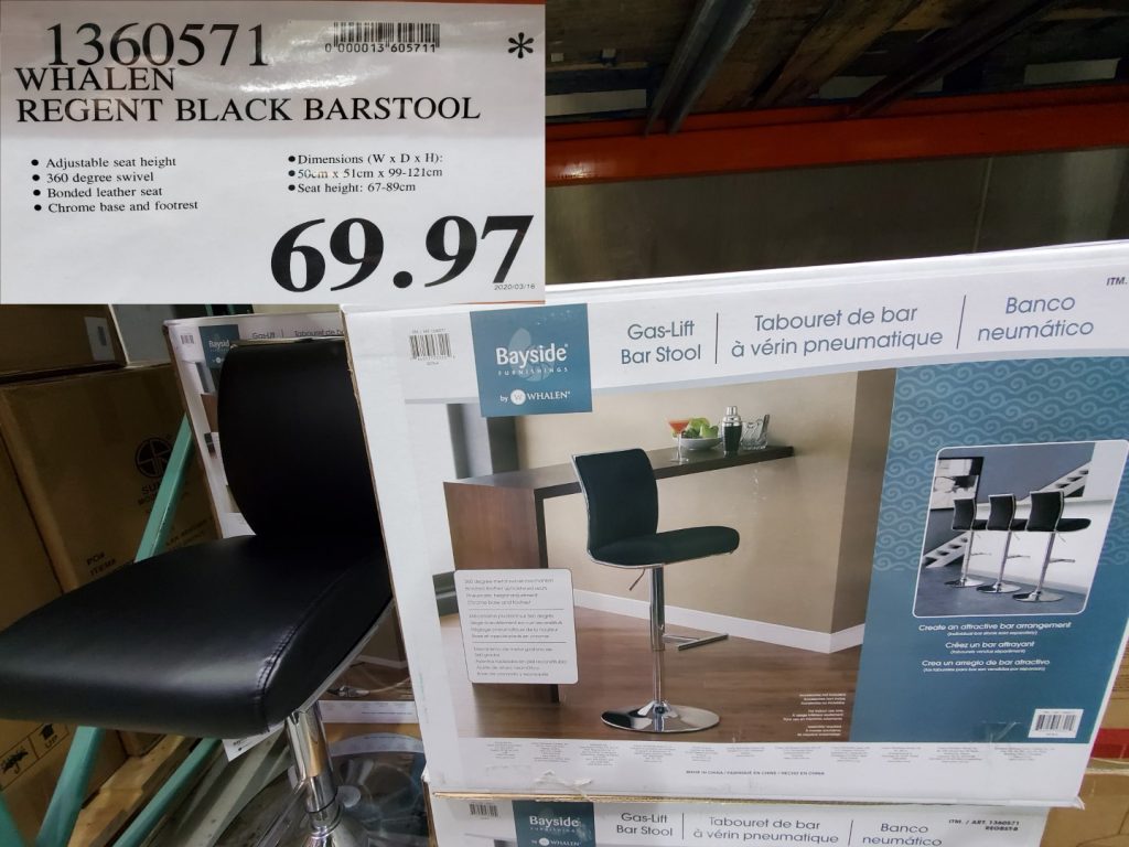 1360571 WHALEN REGENT BLACK BARSTOOL 69 97 Costco East Fan Blog