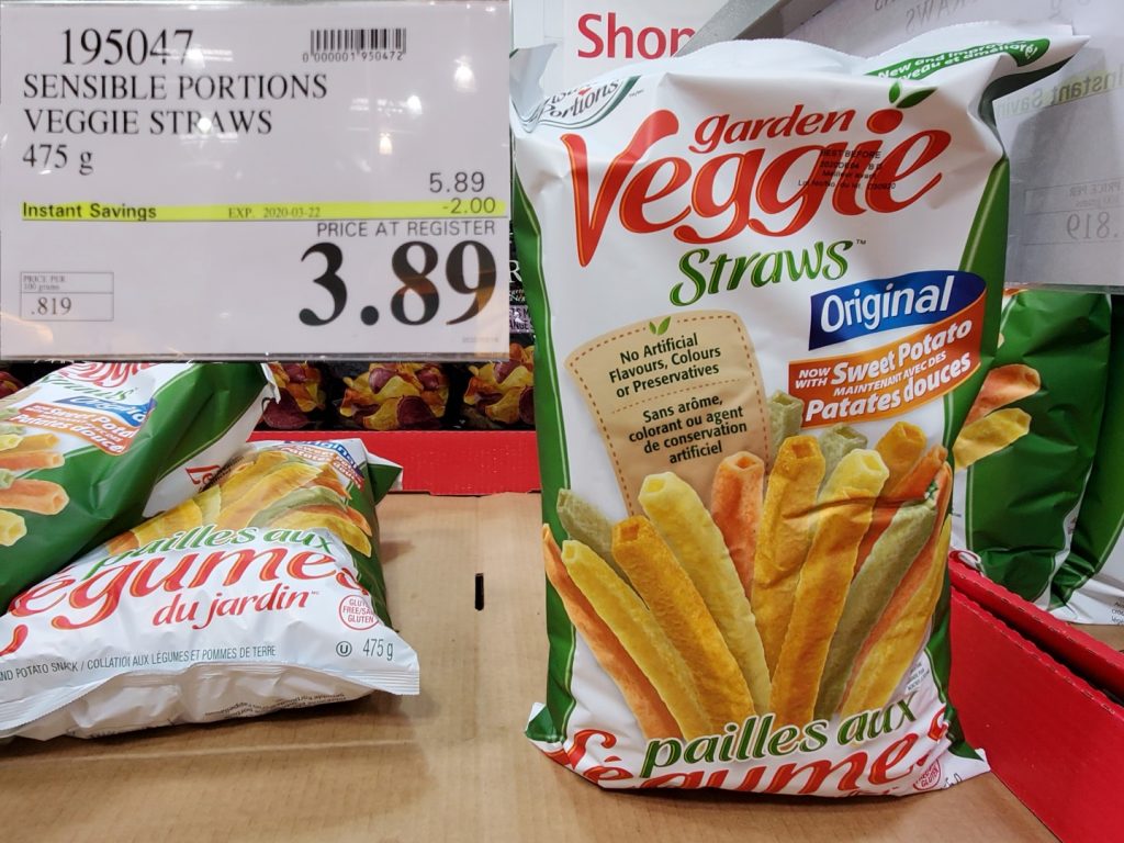 195047 SENSIBLE PORTIONS VEGGIE STRAWS 475 g 2 00 INSTANT SAVINGS EXPIRES ON 2020 03 22 3 89