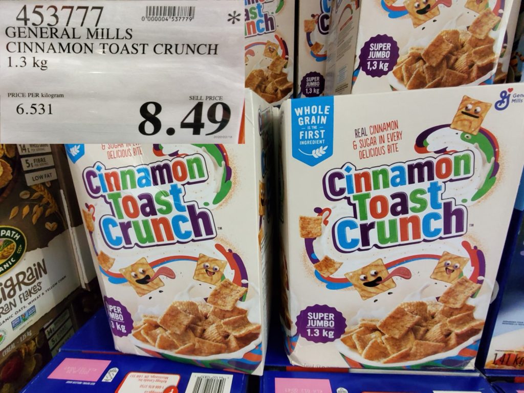 453777 GENERAL MILLS CINNAMON TOAST CRUNCH 1 3 kg 8 49 - Costco East ...