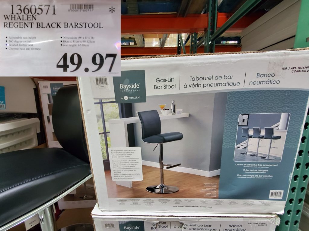 1360571 WHALEN REGENT BLACK BARSTOOL 49 97 Costco East Fan Blog