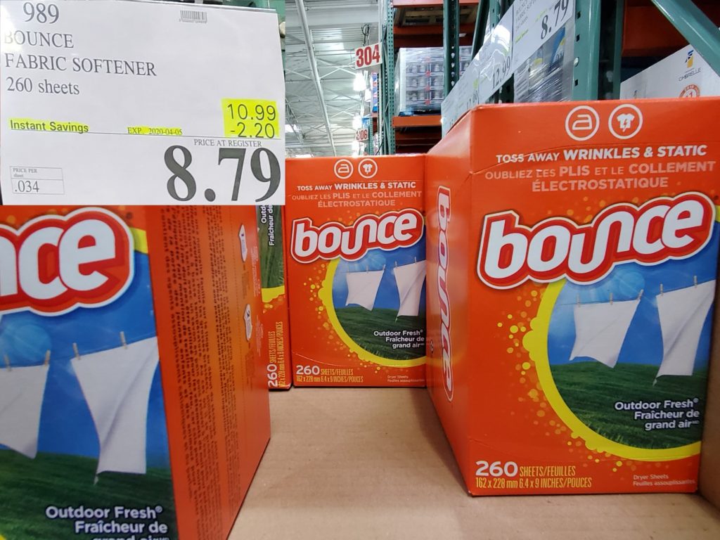 989 BOUNCE FABRIC SOFTENER 260 SHEETS 2 20 INSTANT SAVINGS EXPIRES ON