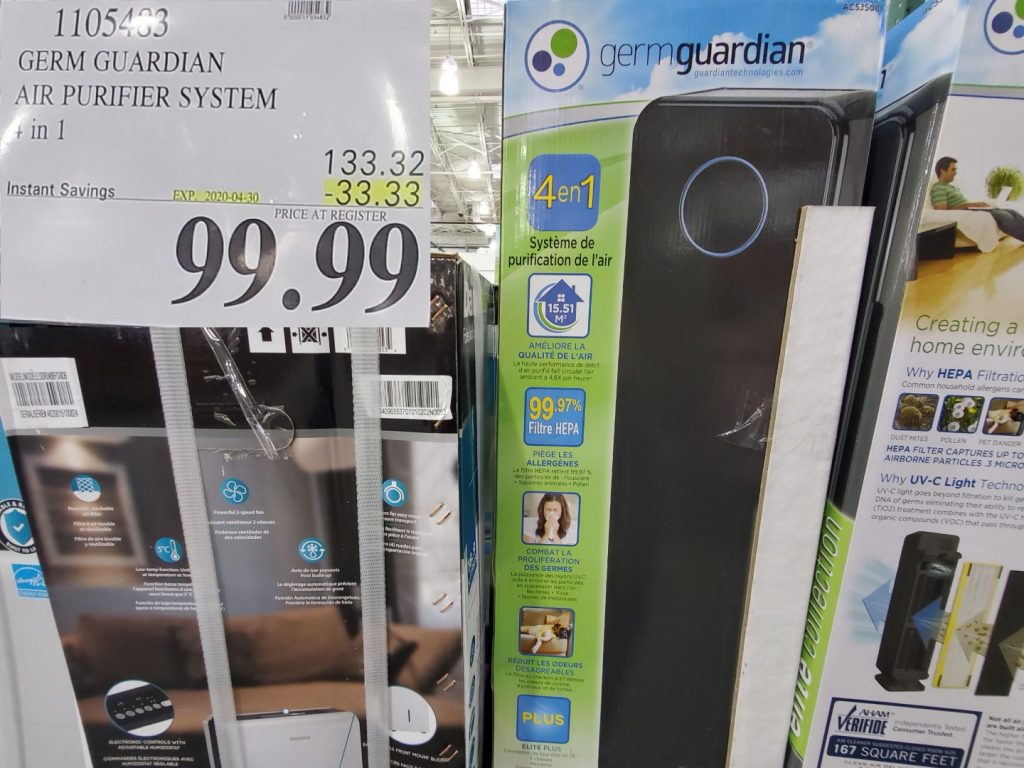 1105483 GERM GUARDIAN AIR PURIFIER SYSTEM 4 IN 1 33 33 INSTANT SAVINGS