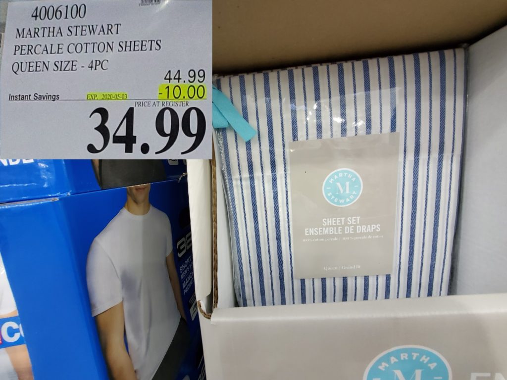 4006100 MARTHA STEWART PERCALE COTTON SHEETS QUEEN SIZE 4PC 10 00