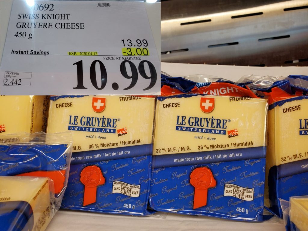 70692 SWISS KNIGHT GRUYERE CHEESE 450 g 3 00 INSTANT SAVINGS EXPIRES ON