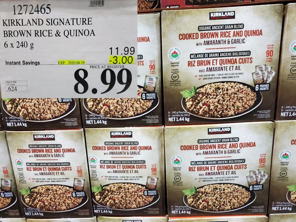 1272465 KIRKLAND SIGNATURE BROWN RICE QUINOA 6 X 240 G 3 00 INSTANT