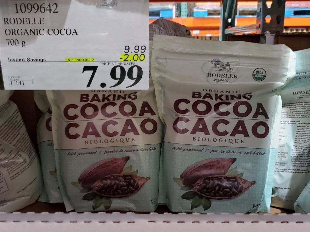 1099642 RODELLE ORGANIC COCOA POWDER 700 G 2 00 INSTANT SAVINGS EXPIRES