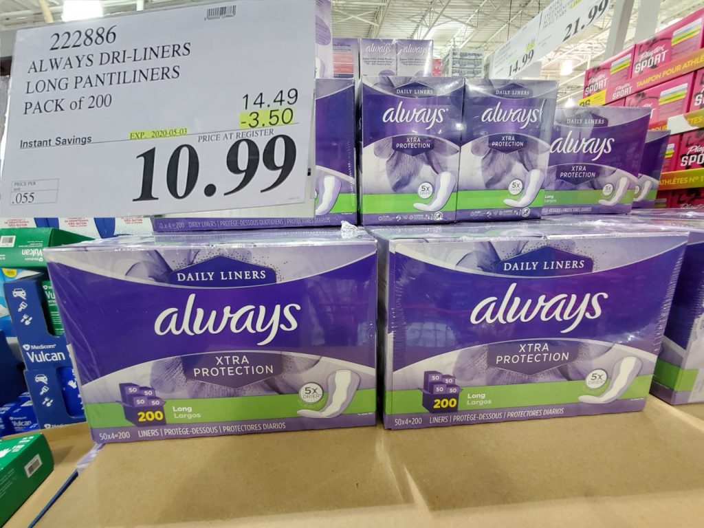 222886 ALWAYS DRI LINERS LONG PANTILINERS PACK OF 200 3 50 INSTANT