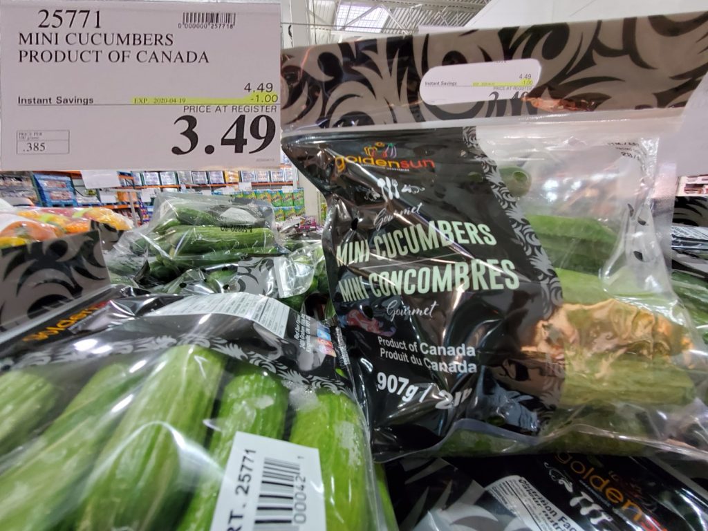 25771 MINI CUCUMBERS PRODUCT OF CANADA 1 00 INSTANT SAVINGS EXPIRES ON 2020 04 19 3 49 Costco