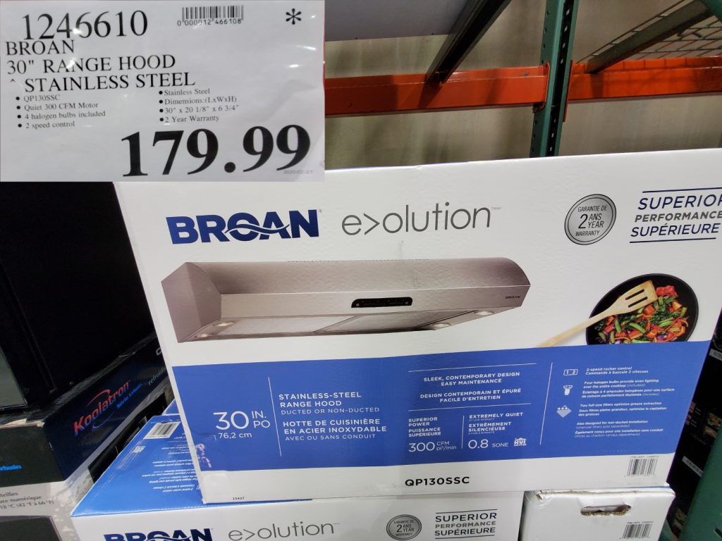 1246610 BROAN 30 RANGE HOOD STAINLESS STEEL 179 99 Costco East Fan Blog