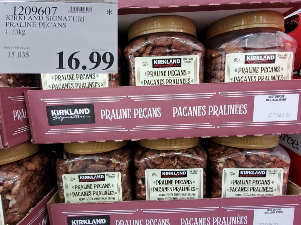 1209607 KIRKLAND SIGNATURE PRALINE PECANS 1 13 KG 16 99 Costco East