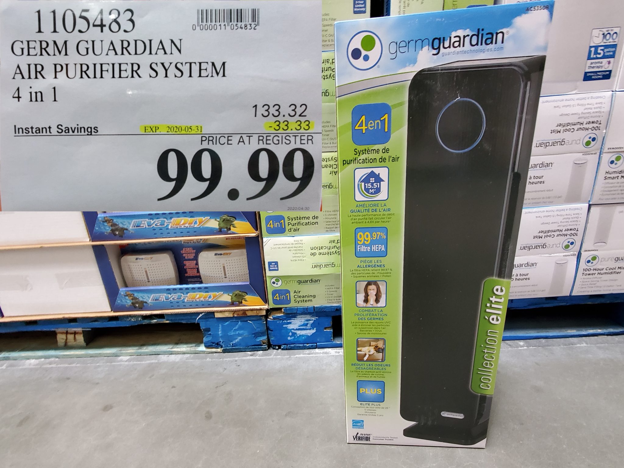 1105483 GERM GUARDIAN AIR PURIFIER SYSTEM 4 IN 1 33 33 INSTANT SAVINGS