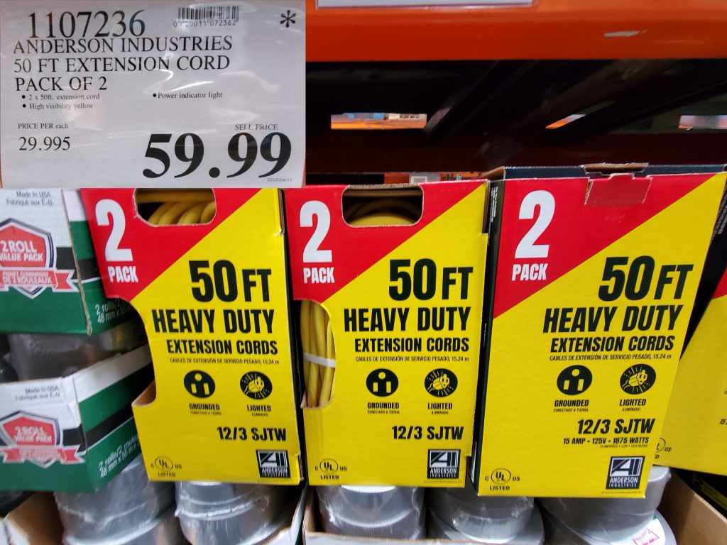 1107236 ANDERSON INDUSTRIES 50 FT EXTENSION CORD PACK OF 2 59 99