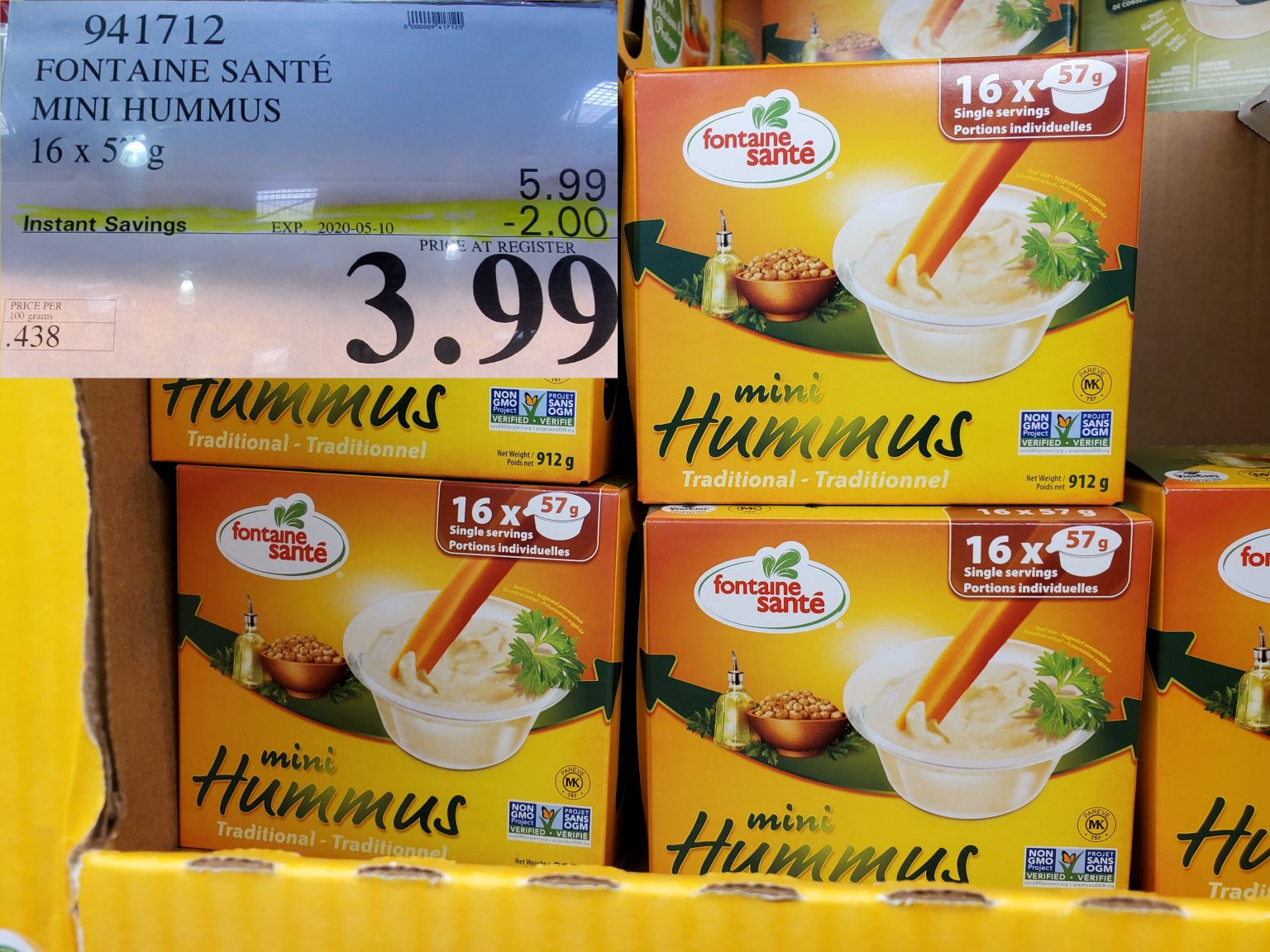 941712 FONTAINE SANTE MINI HUMMUS 16 X 57 G 2 00 INSTANT SAVINGS ...