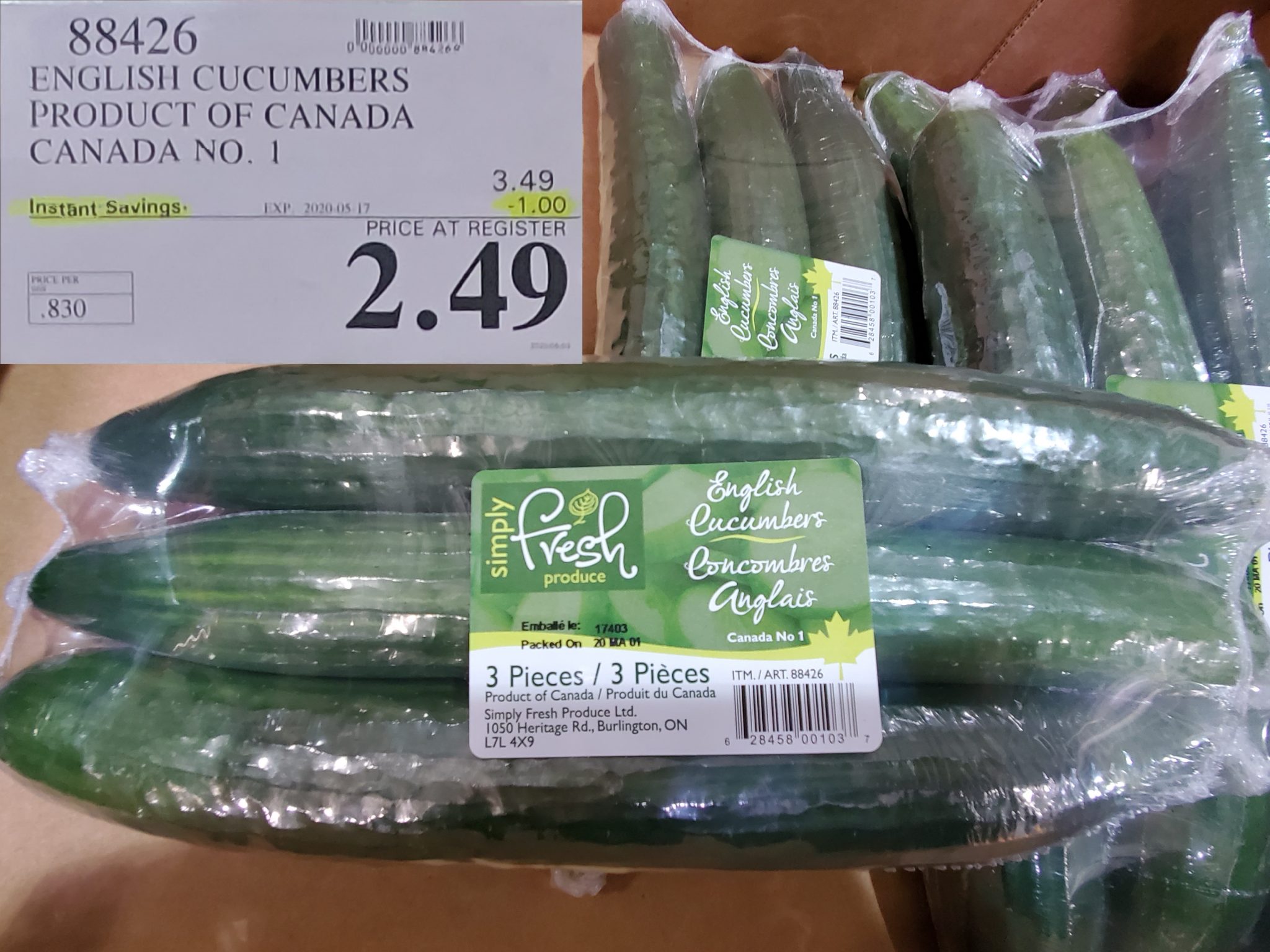 88426 ENGLISH CUCUMBERS PRODUCT OF CANADA CANADA NO 1 1 00 INSTANT