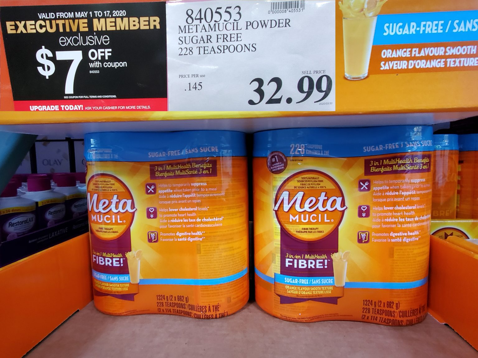 840553 METAMUCIL POWDER SUGAR FREE 228 TEASPOONS 32 99 Costco East