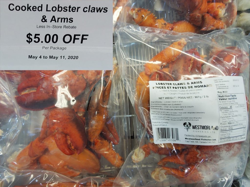 47602 COOKED LOBSTER CLAWS AND ARMS 5 00 INSTANT SAVINGS EXPIRES ON