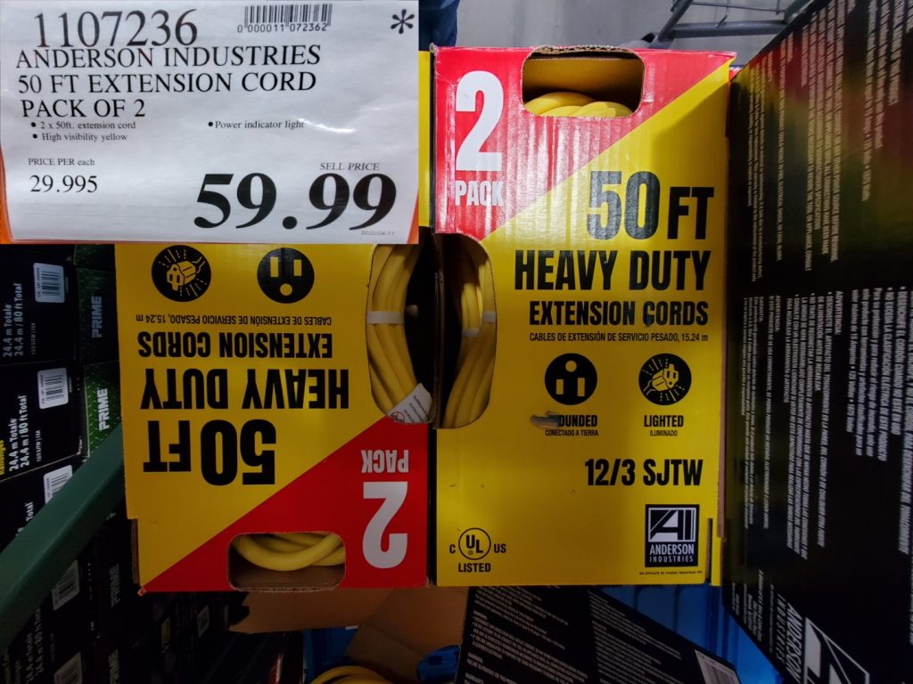 1107236 ANDERSON INDUSTRIES 50 FT EXTENSION CORD PACK OF 2 59 99