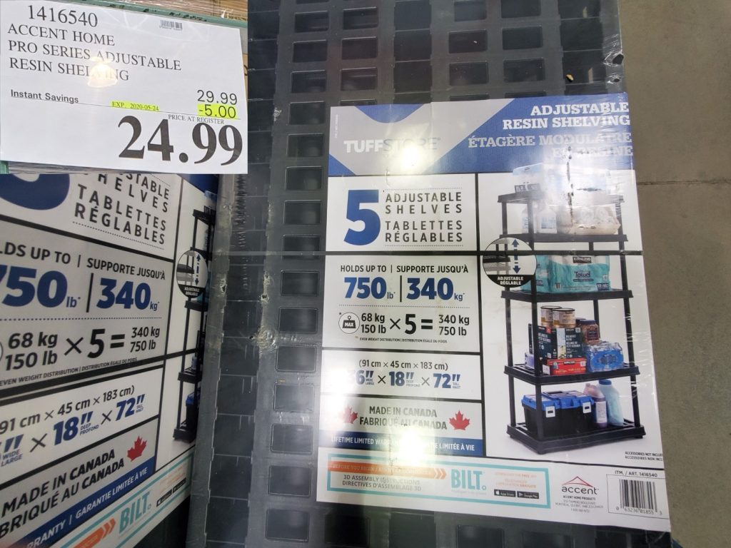 1416540 ACCENT HOME PRO SERIES ADJUSTABLE RESIN SHELVING 5 00 INSTANT