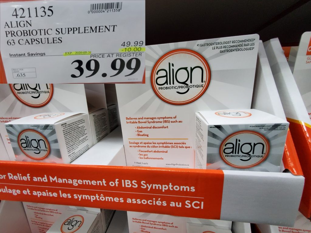 421135 ALIGN PROBIOTIC SUPPLEMENT 63 CAPSULES 10 00 INSTANT SAVINGS EXPIRES ON 2020 05 31 39 99