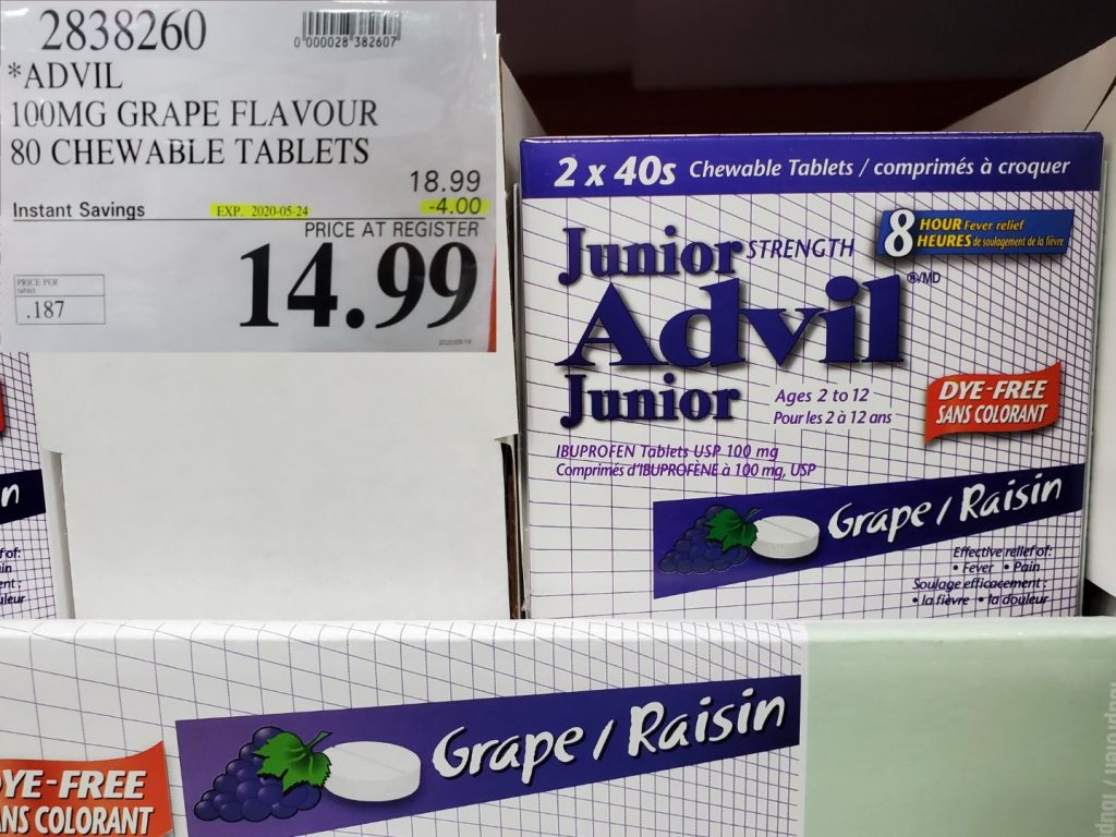 2838260 ADVIL 100MG GRAPE FLAVOUR 80 CHEWABLE TABLETS 4 00 INSTANT