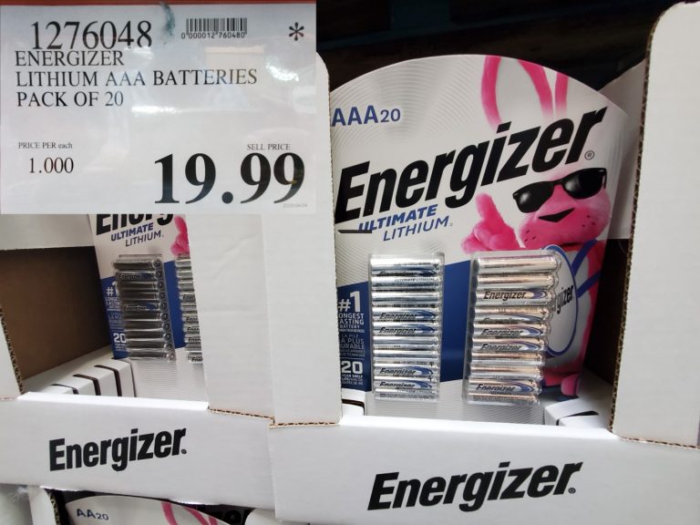 1276048 ENERGIZER LITHIUM AAA BATTERIES PACK OF 20 19 99 Costco East