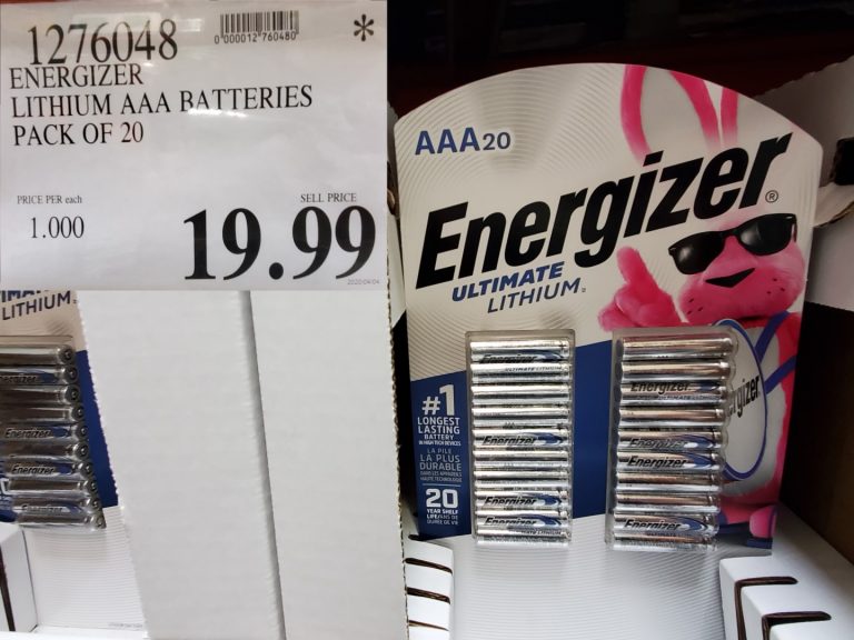 1276048 ENERGIZER LITHIUM AAA BATTERIES PACK OF 20 19 99 Costco East