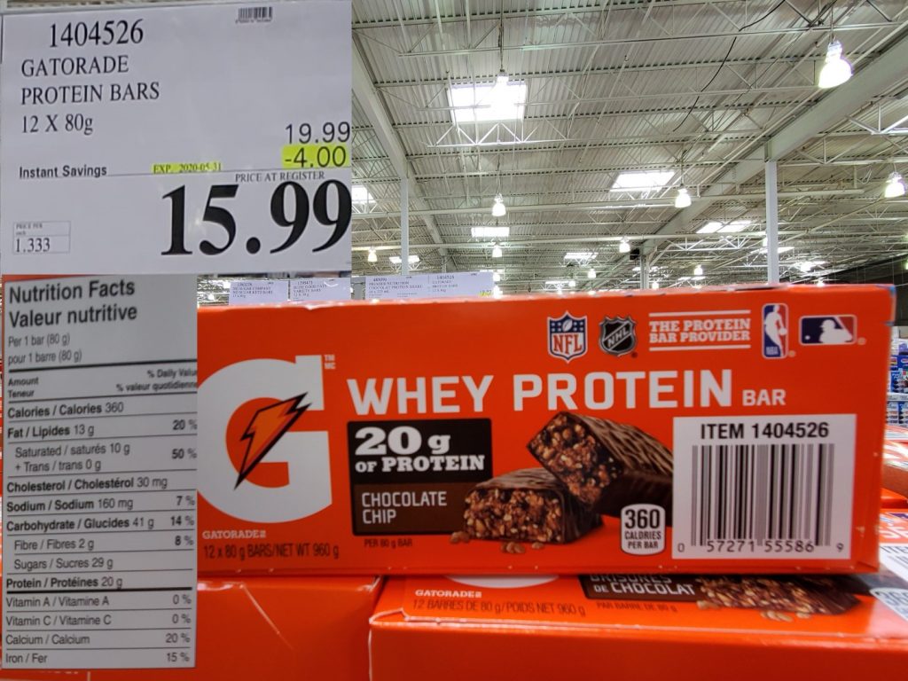 1404526 GATORADE PROTEIN BARS 12 X 80G 4 00 INSTANT SAVINGS EXPIRES ON