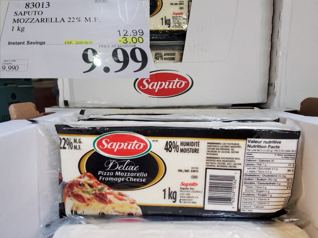 83013 SAPUTO MOZZARELLA 22 M F 1 kg 3 00 INSTANT SAVINGS EXPIRES ON